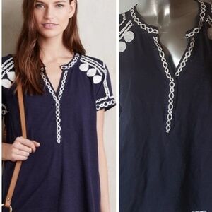 AKEMI + KIN  ANTHROPOLOGIE Blue Cotton Tunic Top S